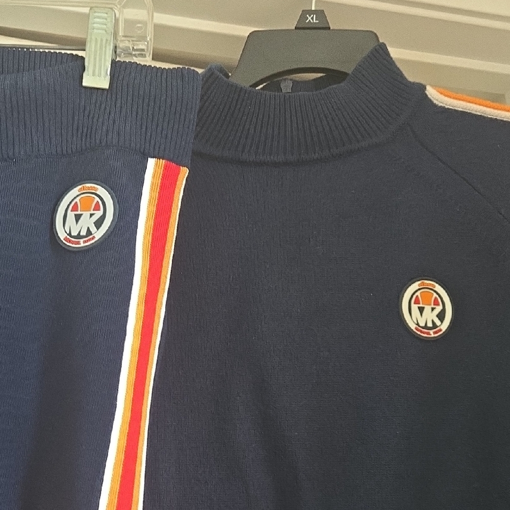 Michael Kors Dark Blue Sweater/leggins matching set with Bold Orange Accents